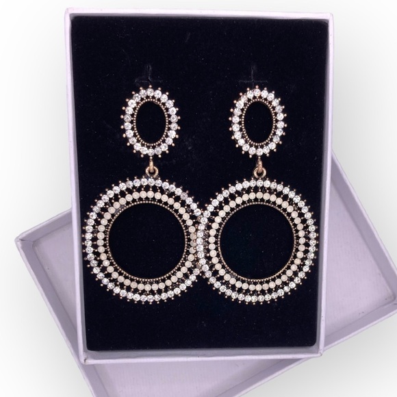 Aukmla Gold Baroque Opal Rhinestone Drop Earrings - Picture 1 of 4